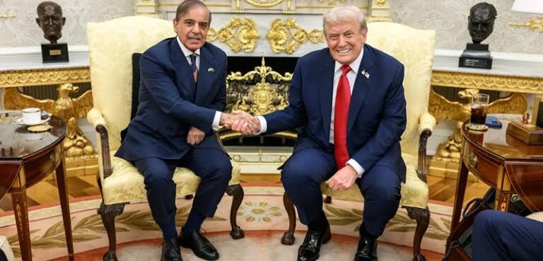 U.S. and Pakistani officials meet in the Oval Office during talks on minerals and bilateral relations.